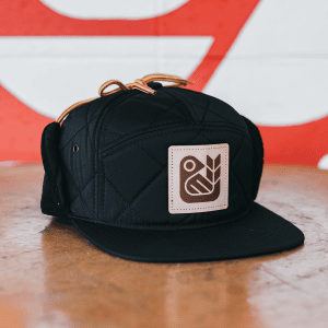 black leather strap toque/hat