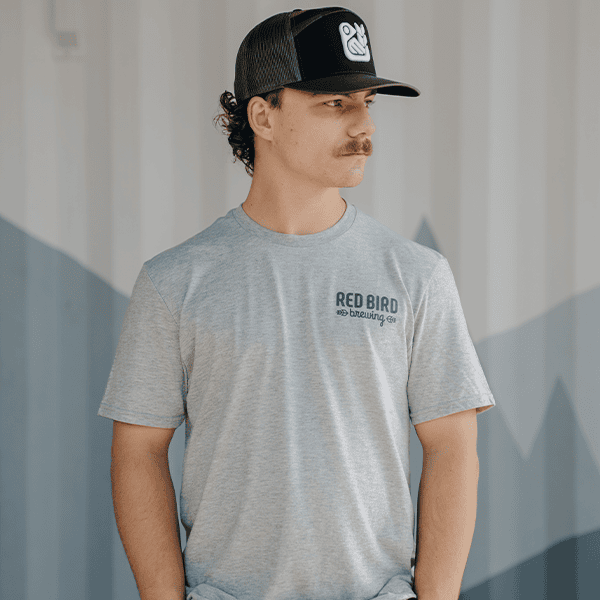 red bird brewing merch gray tshirt