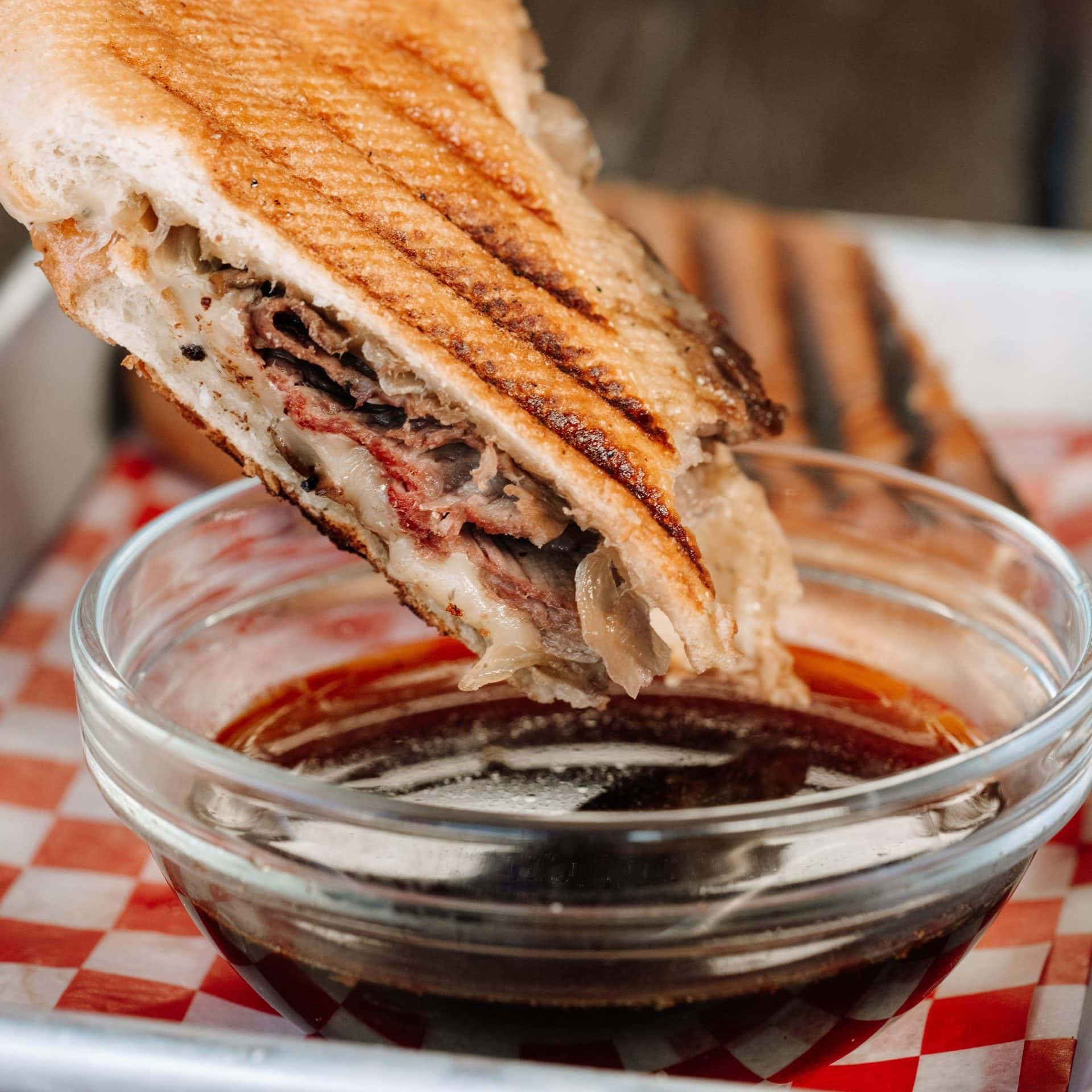 Beef Dip Panini at Red Bird Brewing Kelowna