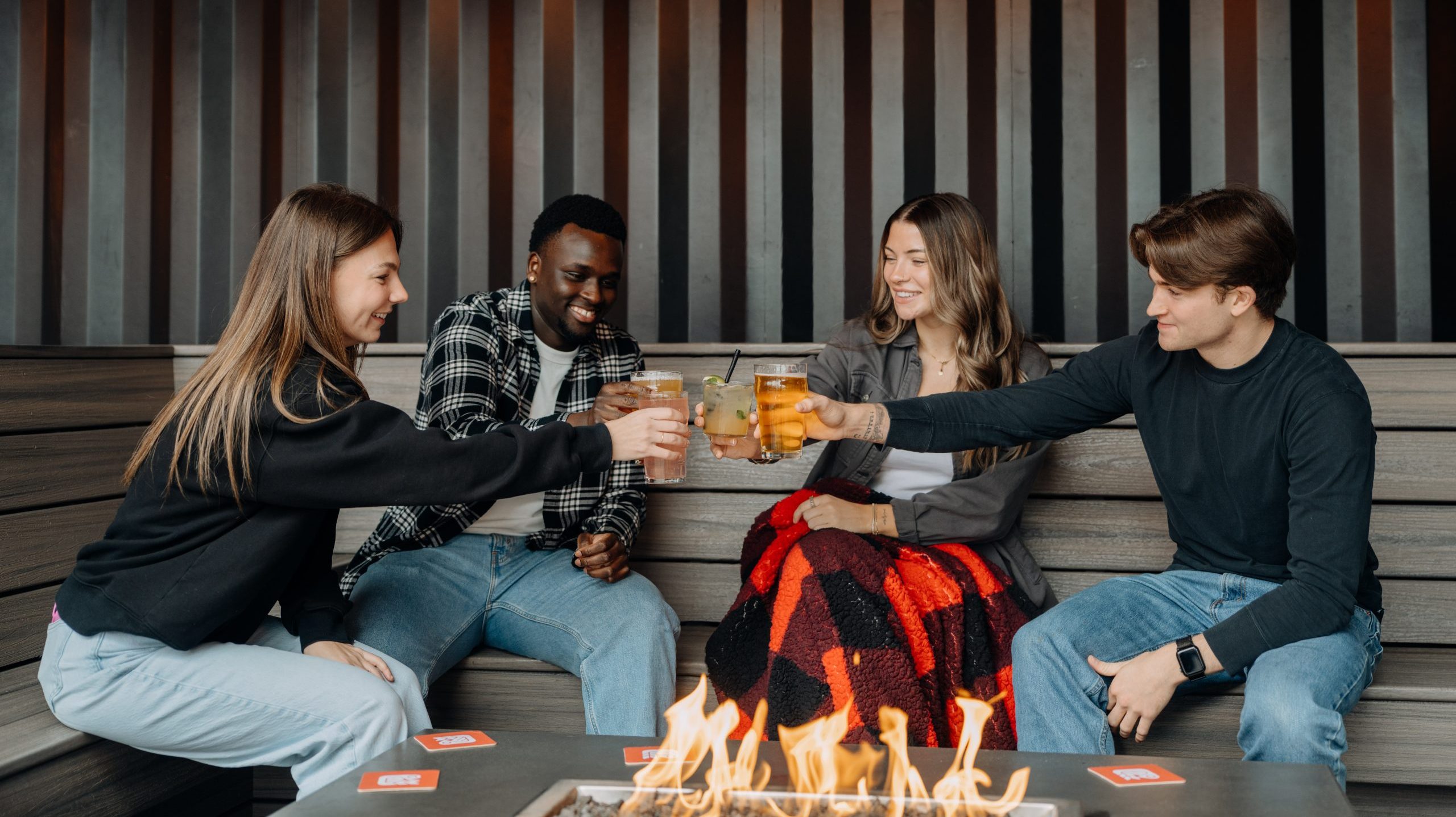 Having a Beer & Pizza at the Fire Pits at Red Bird Brewing Kelowna