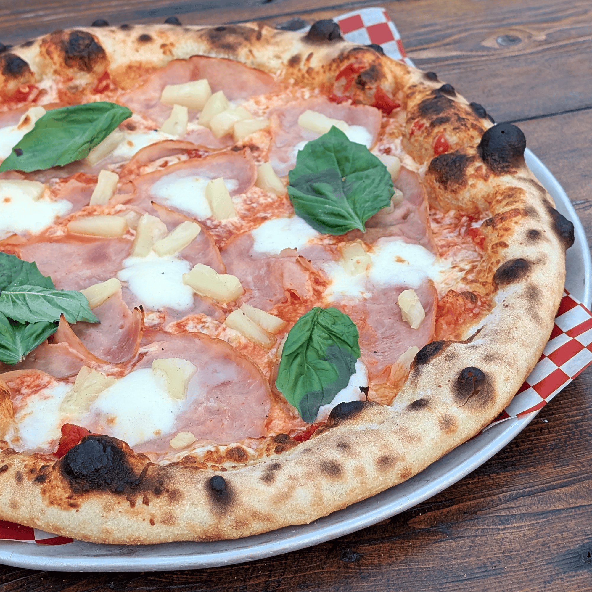 hawaiian pizza at red bird brewing kelowna