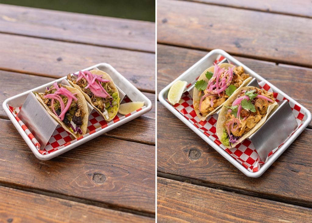 baja chicken and pork tacos at red bird brewing kelowna