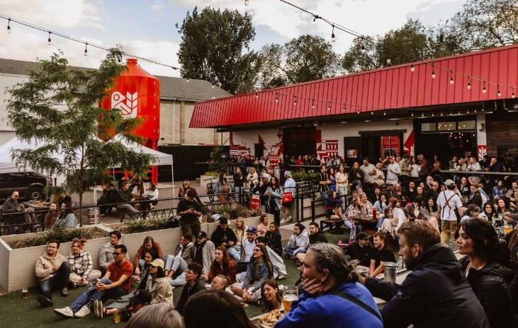 crowds gathering at red bird brewing kelowna