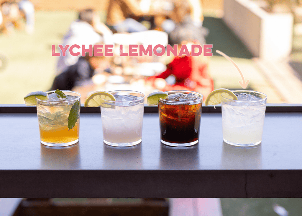 lychee lemonade cocktail at red bird brewing kelowna