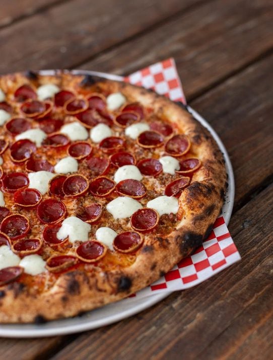 ultimate pepperoni pizza at red bird brewing kelowna