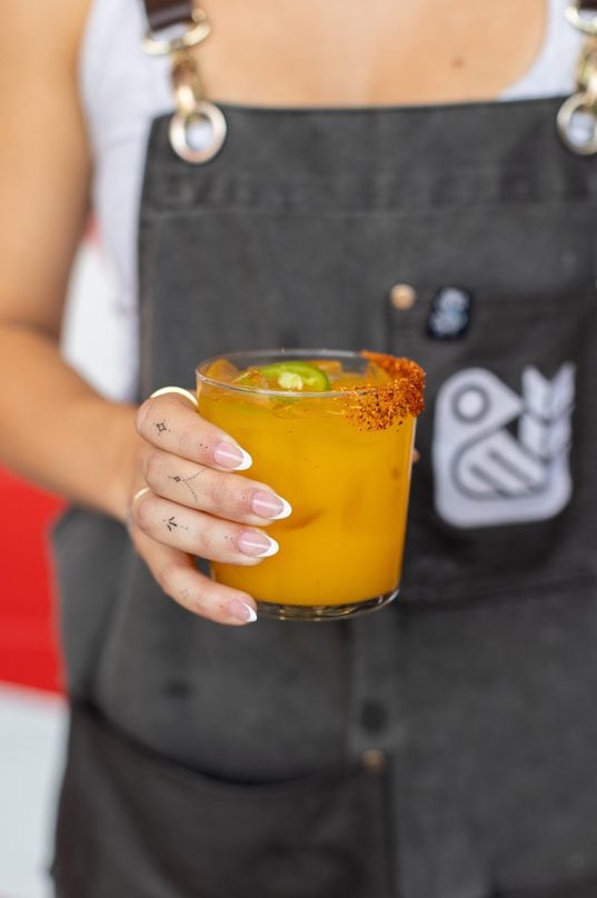 spicy mango margarita cocktail at red bird brewing